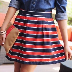 J.Crew Striped Fit & Flare Women's Mini Skirt Red White Blue Size 10